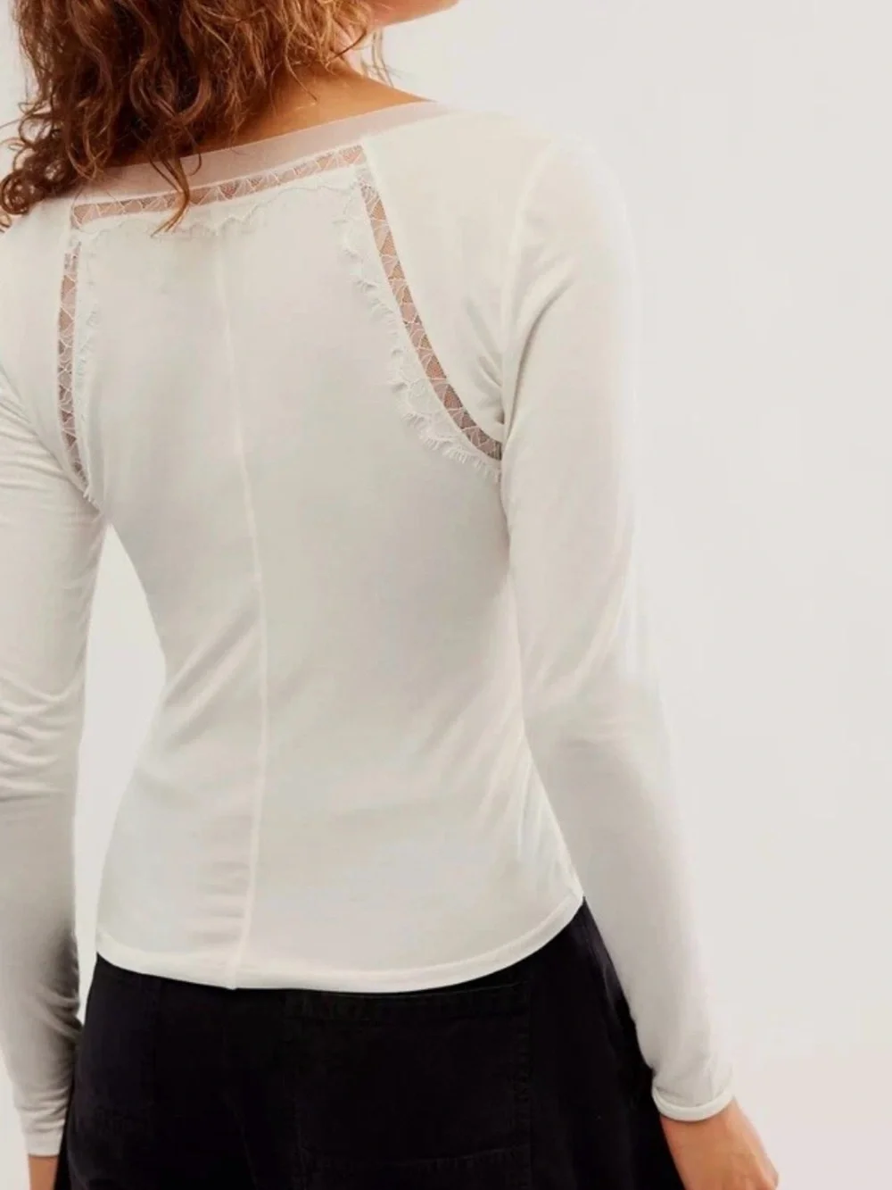 Intimately Free People Lowkey Layering Top white lace and mesh Size Large